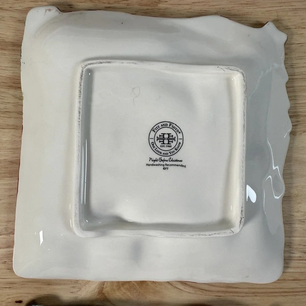 Fitz & Floyd • One Look And You Know • NIGHT BEFORE CHRISTMAS Santa Plate Set 4